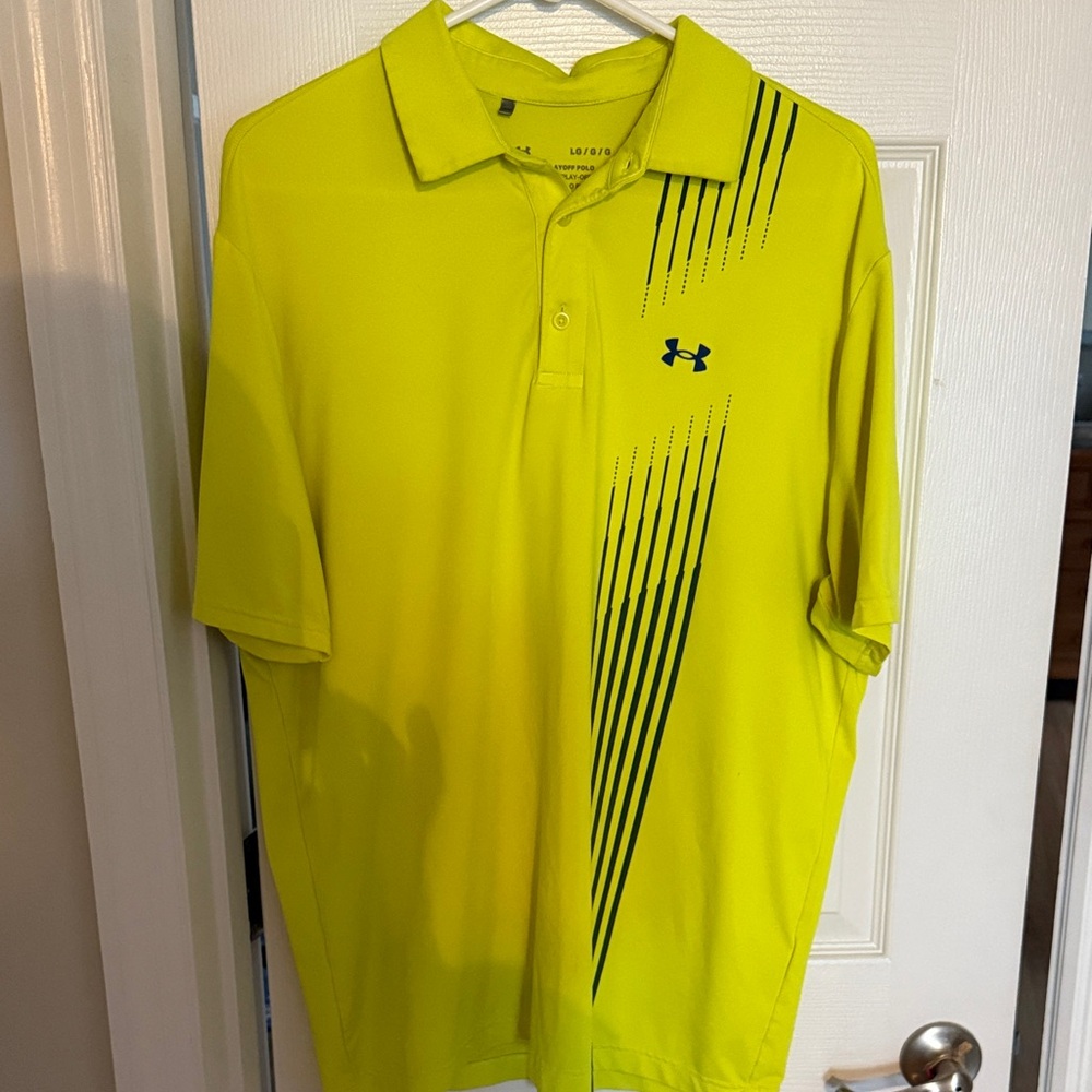 Under Armour Men's Bright Yellow Polo with Black Accents